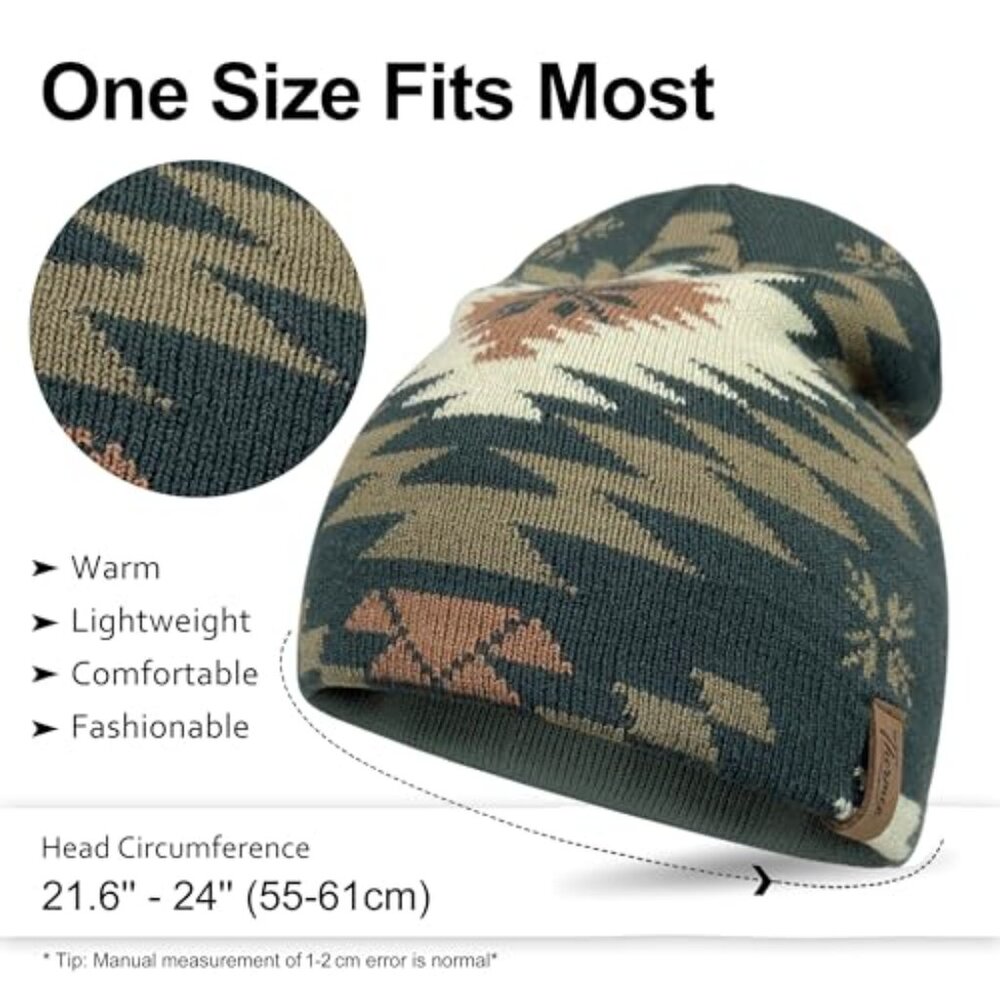Winter Knit Beanie Geometric Pattern Stretch Skul… - image 3